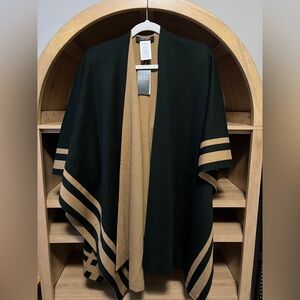 NWT Ralph Lauren Jet Setter Ruana (Black & Tan)